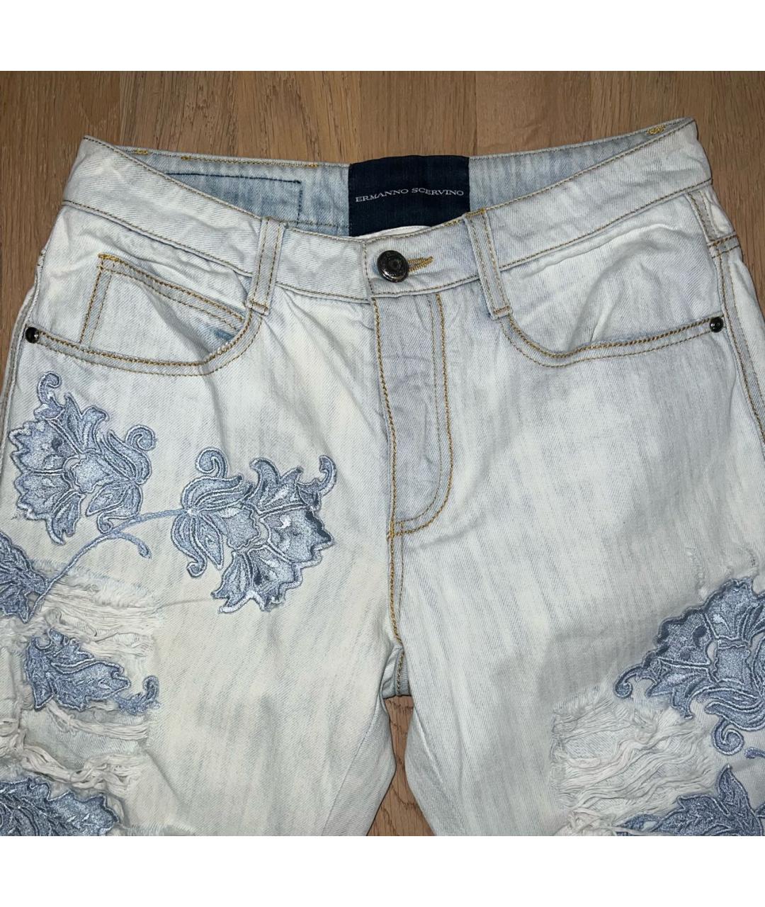 ERMANNO SCERVINO Голубые хлопковые прямые джинсы, фото 2