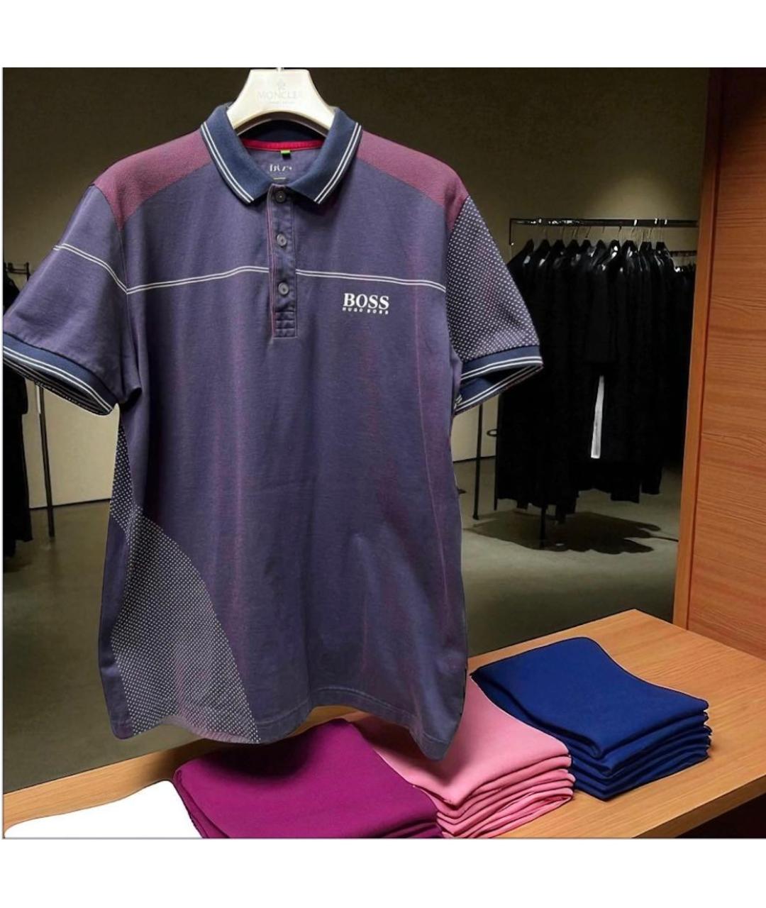 HUGO BOSS Фиолетовое хлопко-полиэстеровое поло с коротким рукавом, фото 6