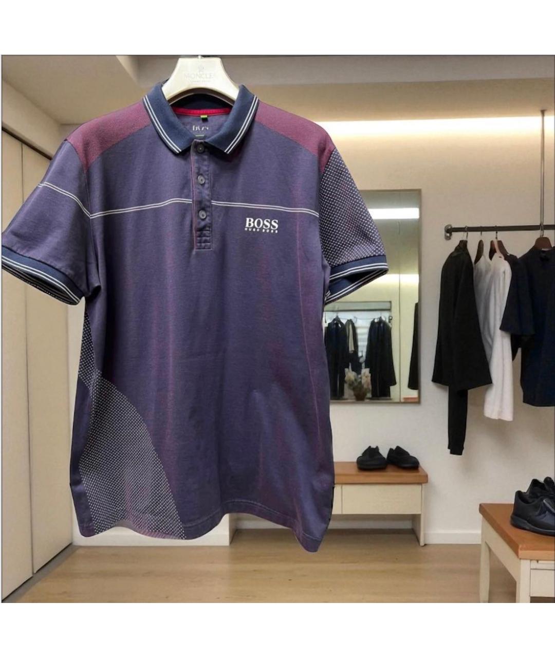 HUGO BOSS Фиолетовое хлопко-полиэстеровое поло с коротким рукавом, фото 2