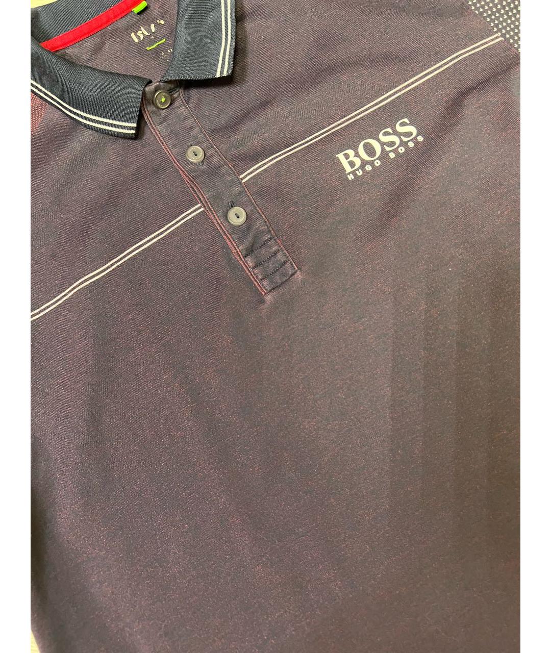 HUGO BOSS Фиолетовое хлопко-полиэстеровое поло с коротким рукавом, фото 3