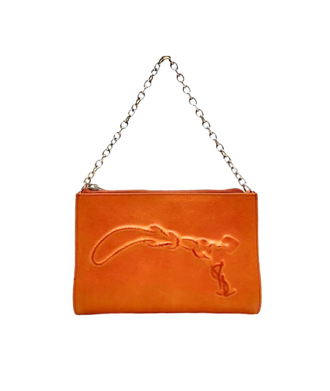 SAINT LAURENT Оранжевая кожаная сумка через плечо, фото 1