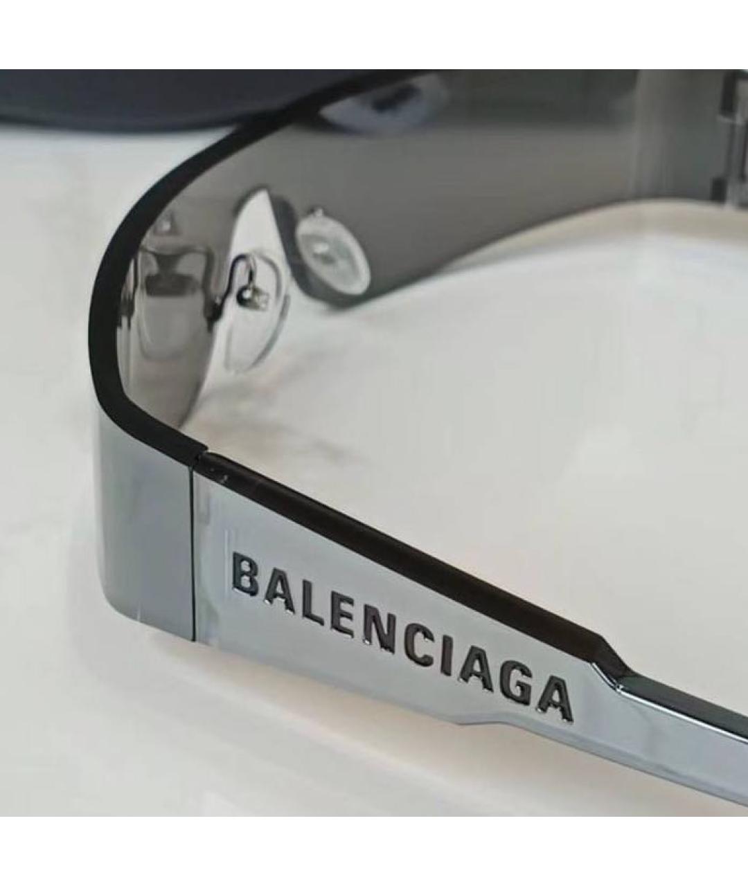 BALENCIAGA Серебряные пластиковые солнцезащитные очки, фото 3