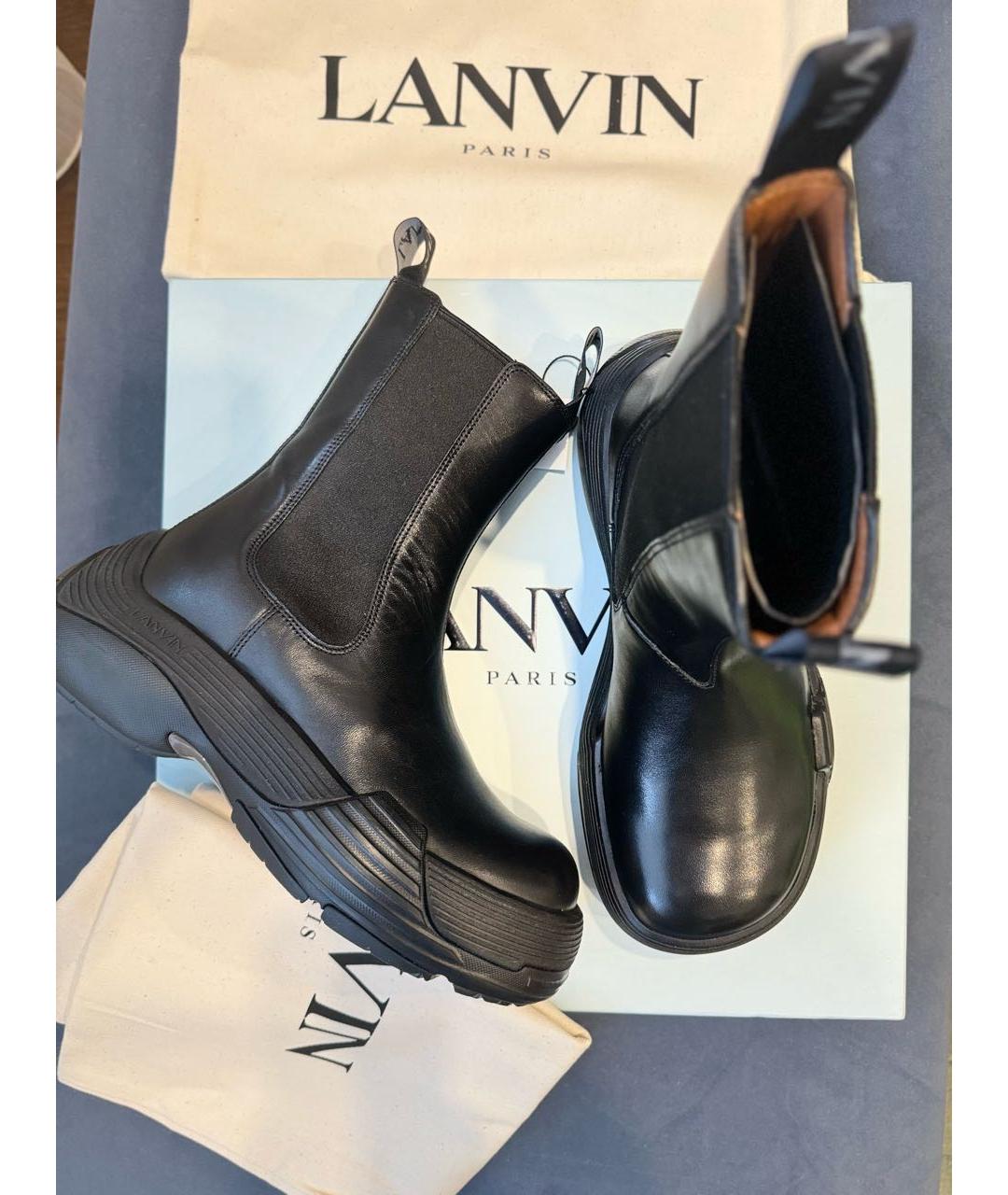 LANVIN Черные кожаные ботинки, фото 7