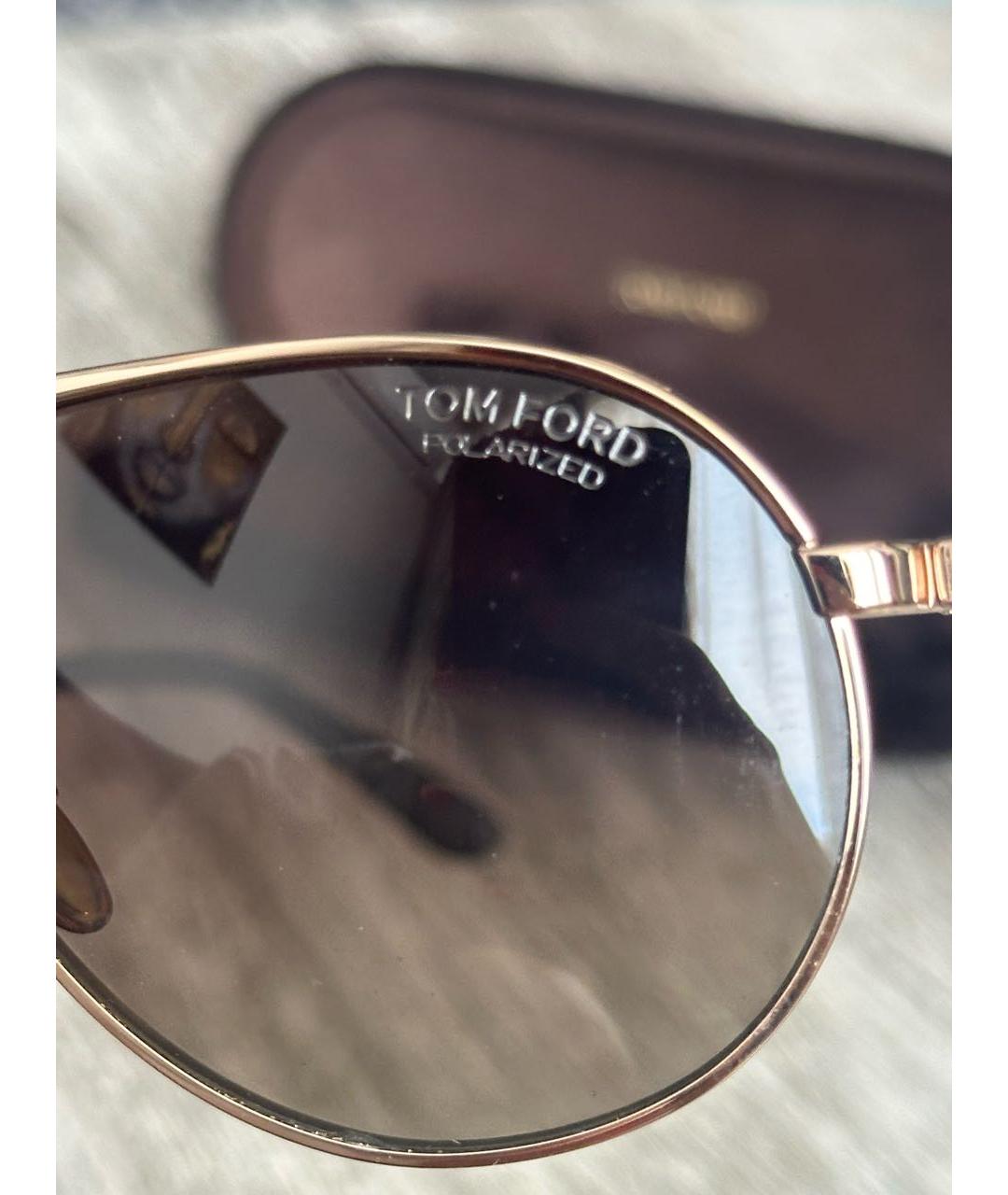 TOM FORD Коричневые металлические солнцезащитные очки, фото 3