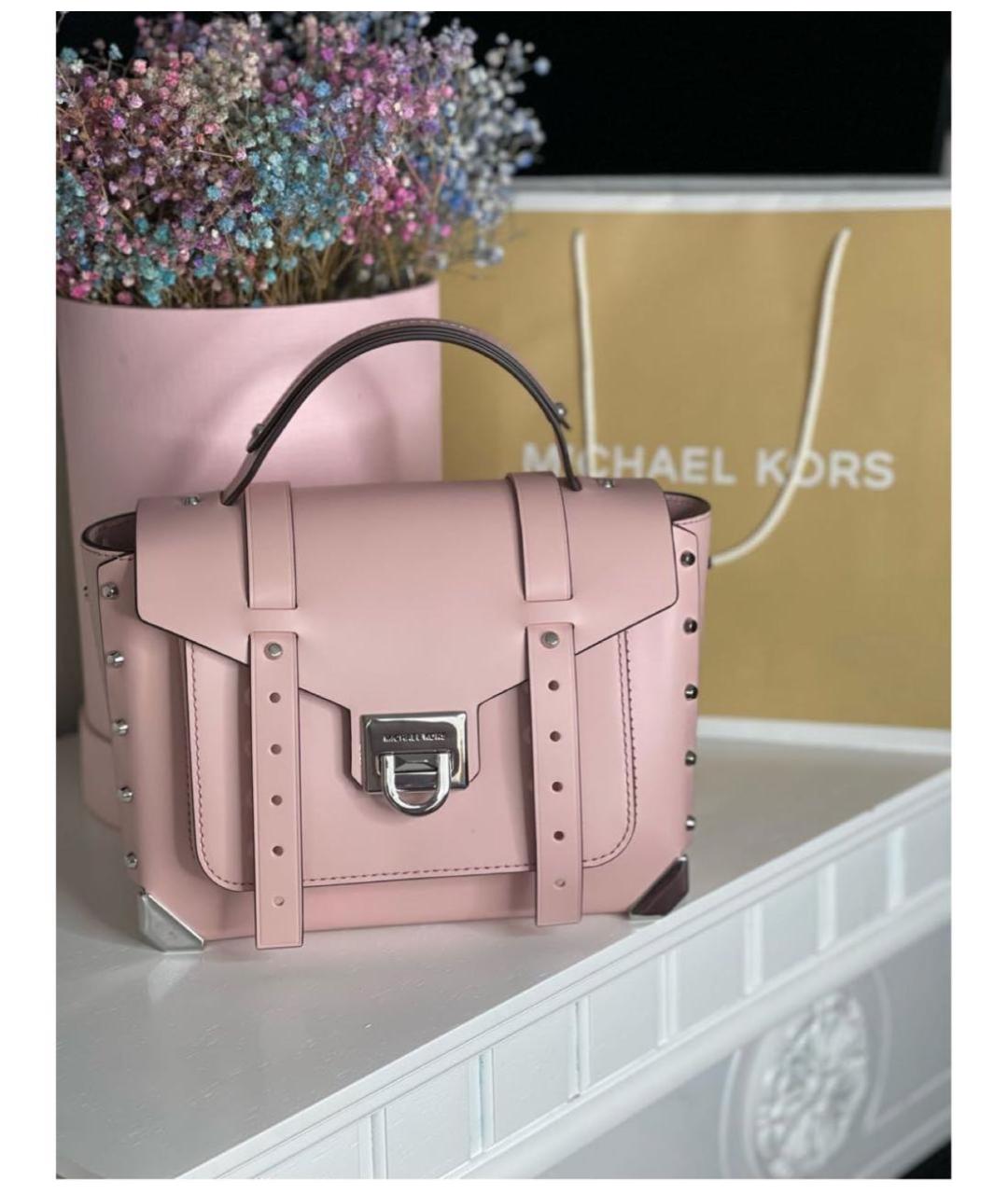MICHAEL KORS COLLECTION Розовая кожаная сумка с короткими ручками, фото 3
