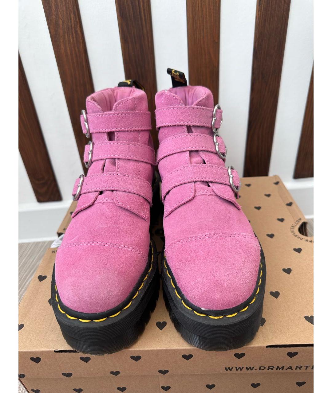 DR. MARTENS Розовые замшевые ботинки, фото 2