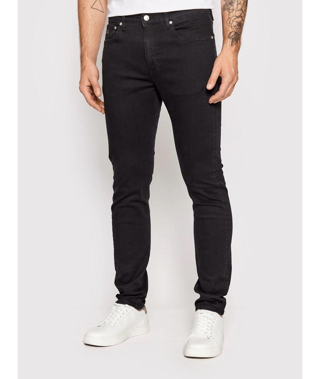 CALVIN KLEIN Черные хлопко-эластановые джинсы скинни, фото 2