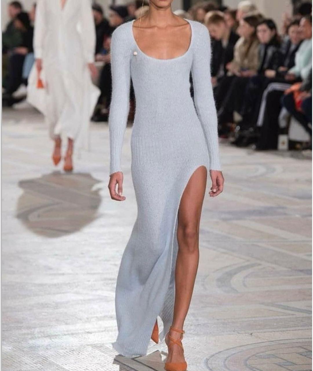 JACQUEMUS Голубое шерстяное повседневное платье, фото 5