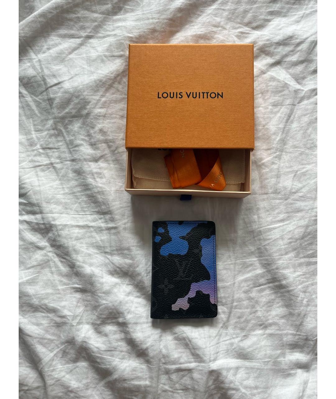 LOUIS VUITTON Синий кожаный кардхолдер, фото 5