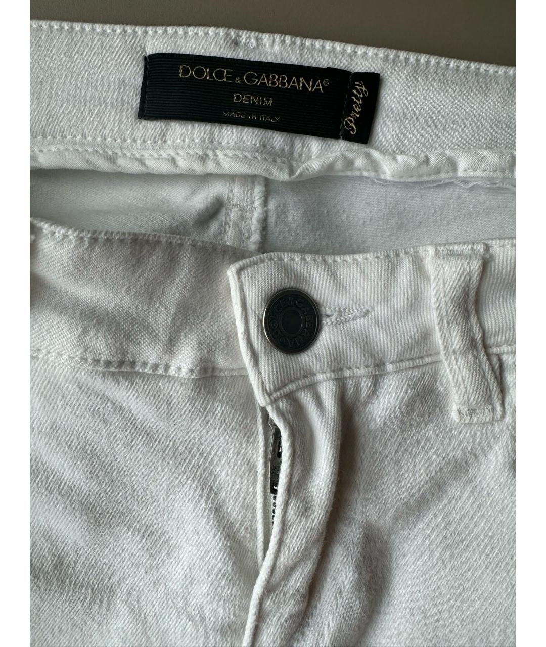 DOLCE&GABBANA Белые хлопковые джинсы слим, фото 3