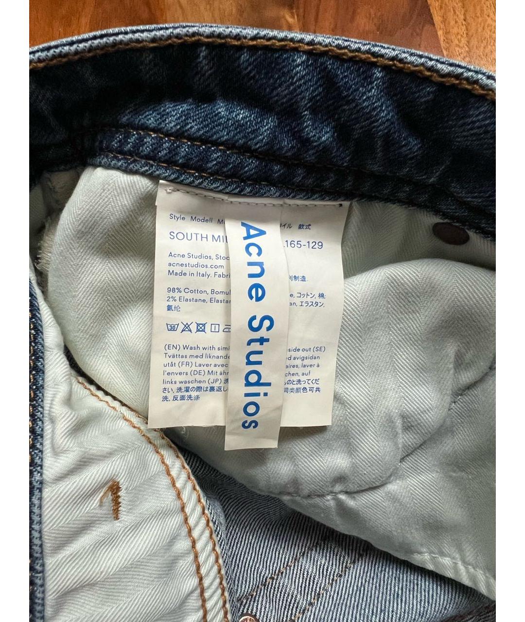 ACNE STUDIOS Синие хлопко-эластановые джинсы слим, фото 4