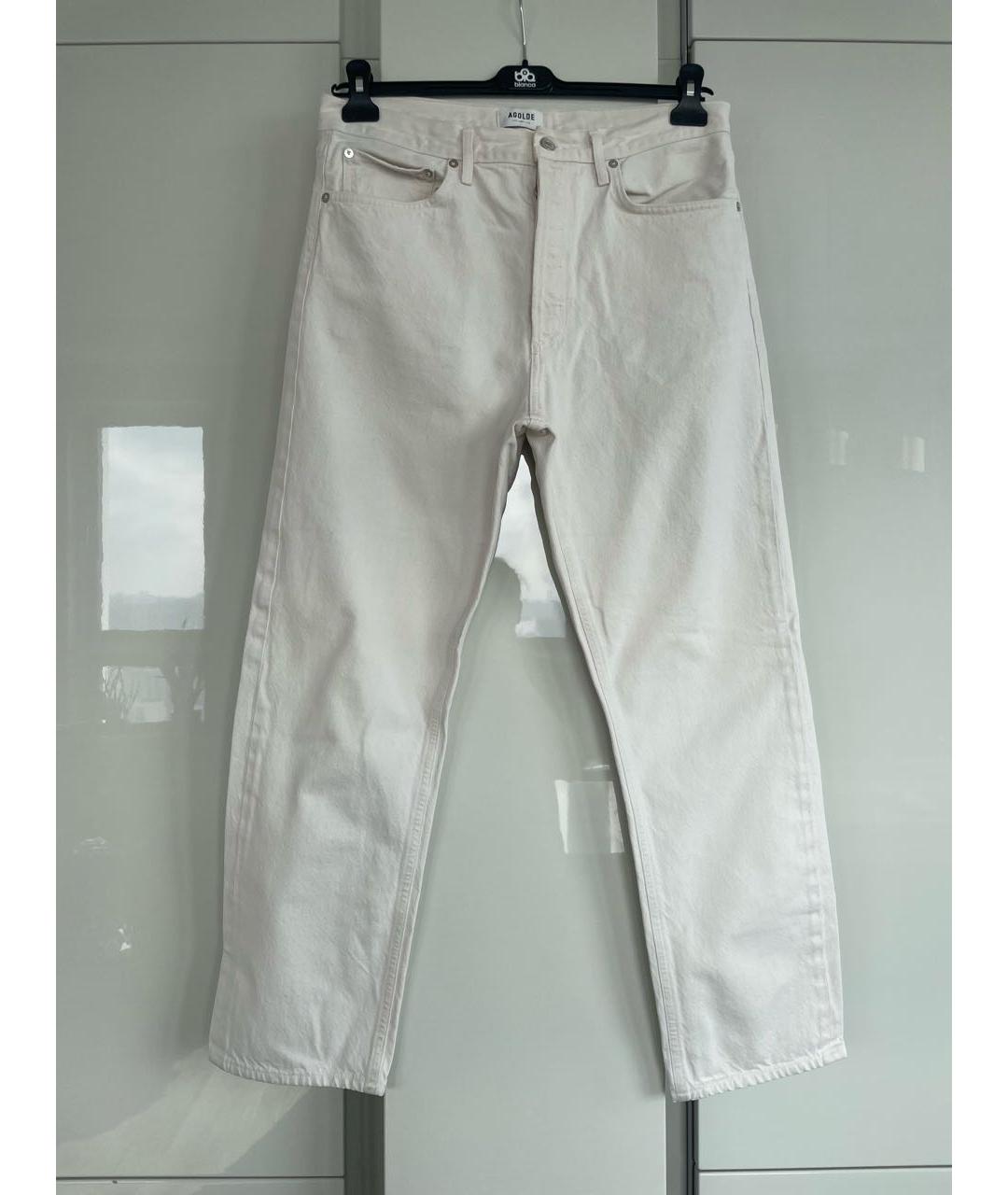 AGOLDE Белые хлопковые прямые джинсы, фото 8
