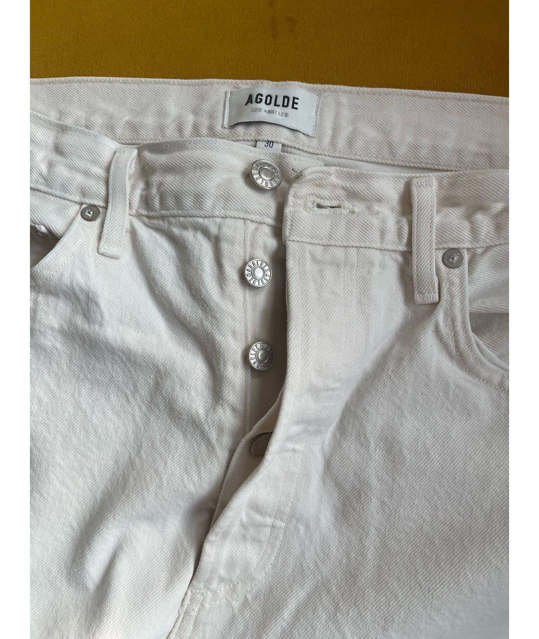 AGOLDE Белые хлопковые прямые джинсы, фото 3