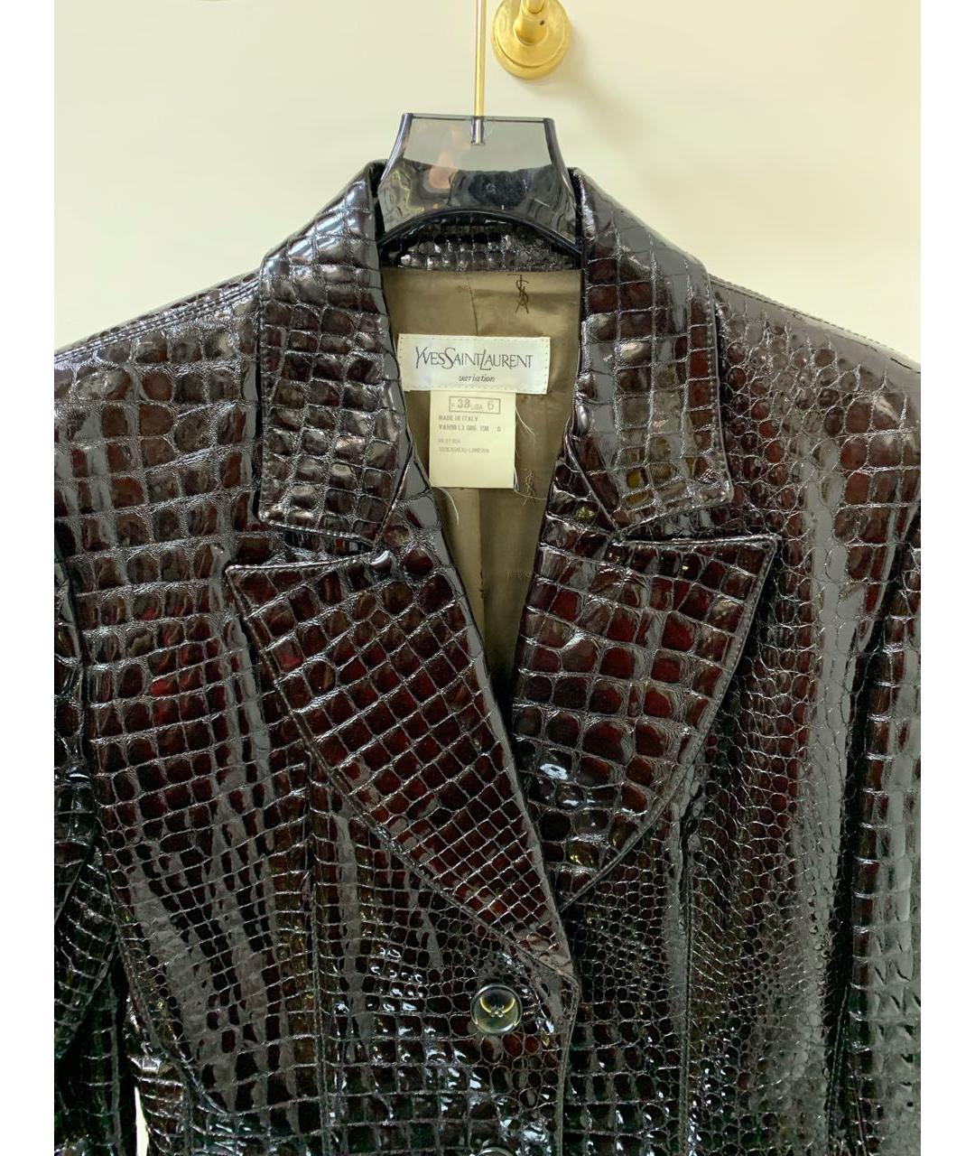 SAINT LAURENT Коричневый кожаный жакет/пиджак, фото 2
