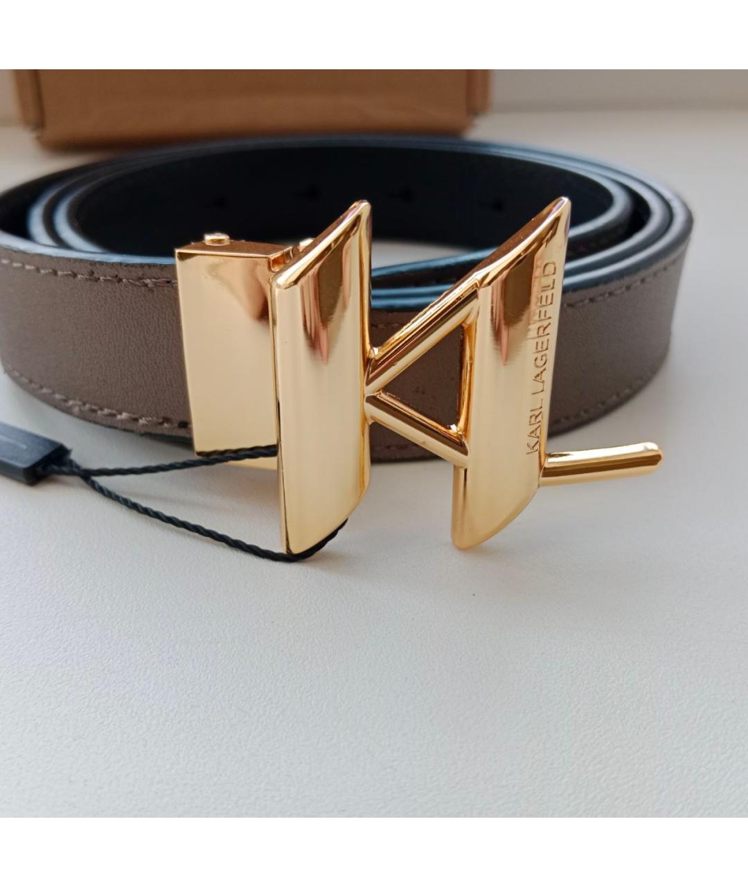 KARL LAGERFELD Коричневый кожаный ремень, фото 3