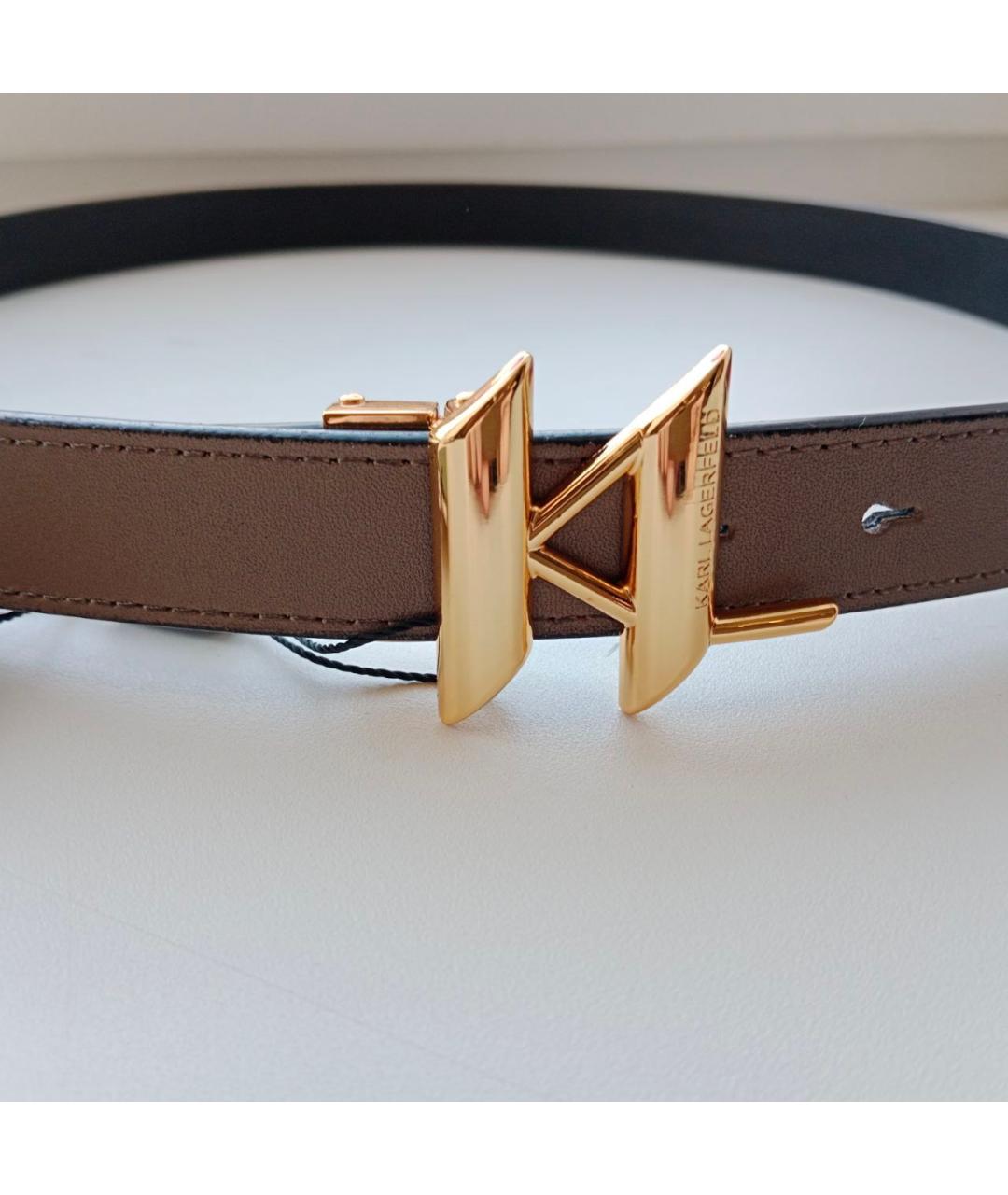 KARL LAGERFELD Коричневый кожаный ремень, фото 5