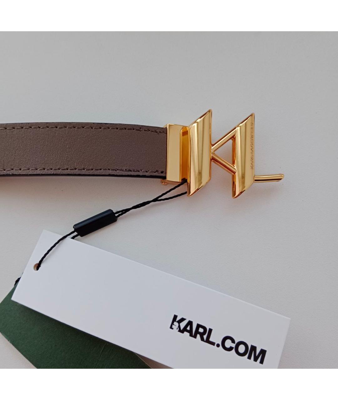 KARL LAGERFELD Коричневый кожаный ремень, фото 4