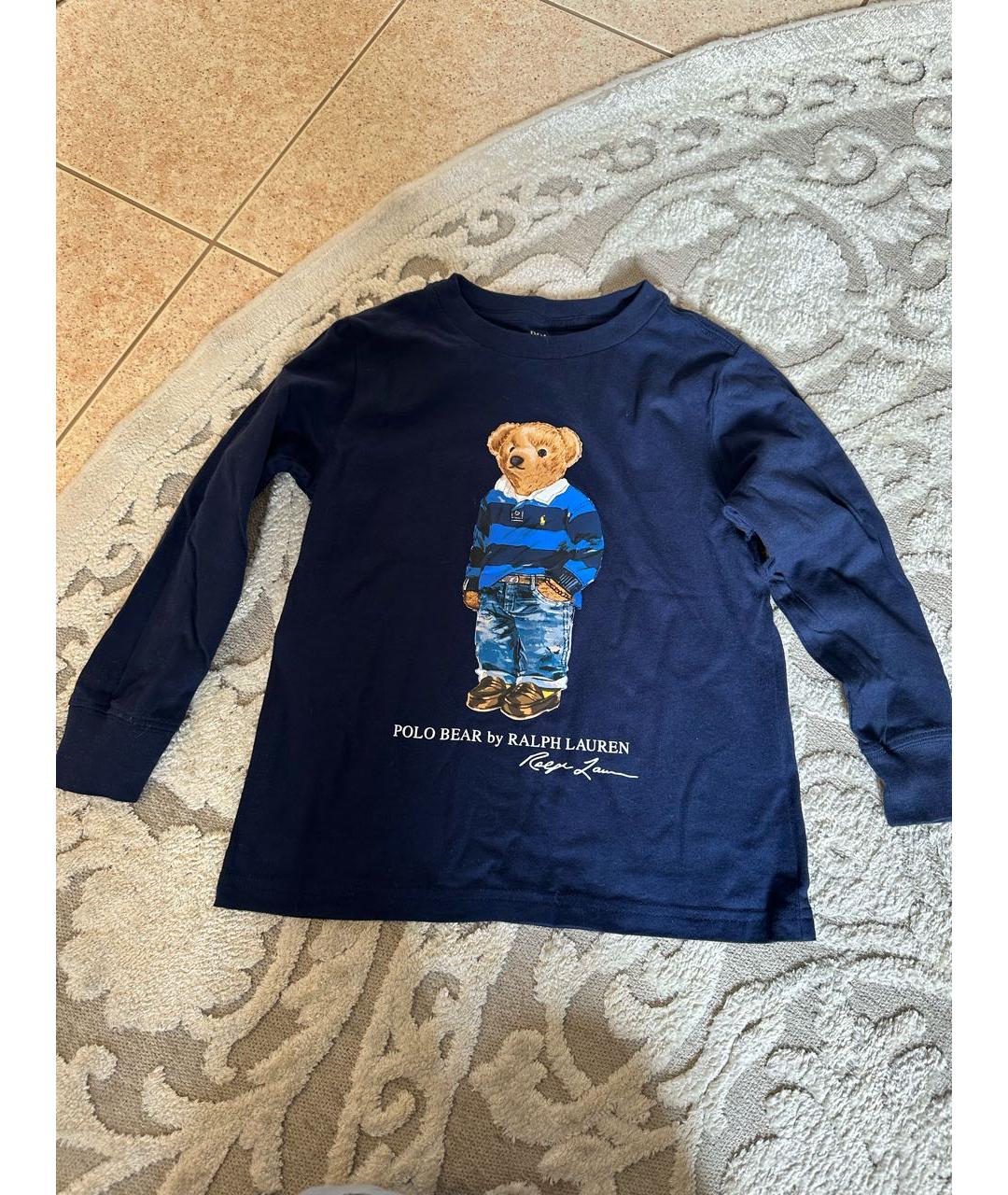 RALPH LAUREN KIDS Темно-синяя хлопковая детская футболка, фото 6