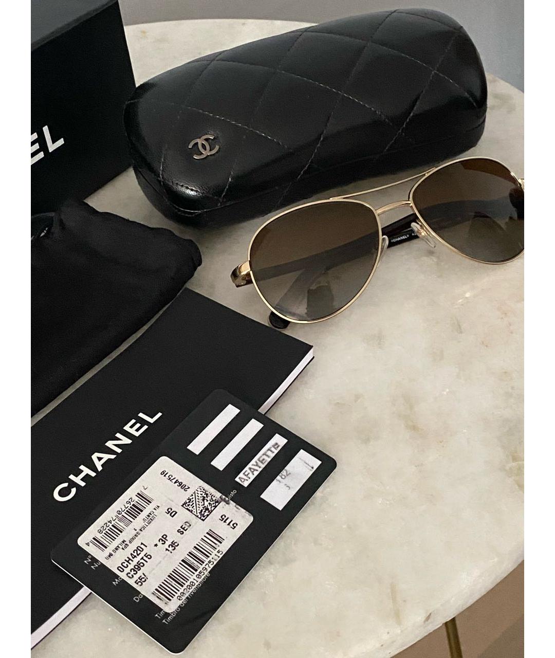 CHANEL PRE-OWNED Черные металлические солнцезащитные очки, фото 3