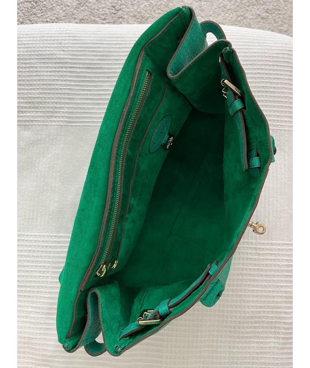 MULBERRY Зеленая кожаная сумка с короткими ручками, фото 4