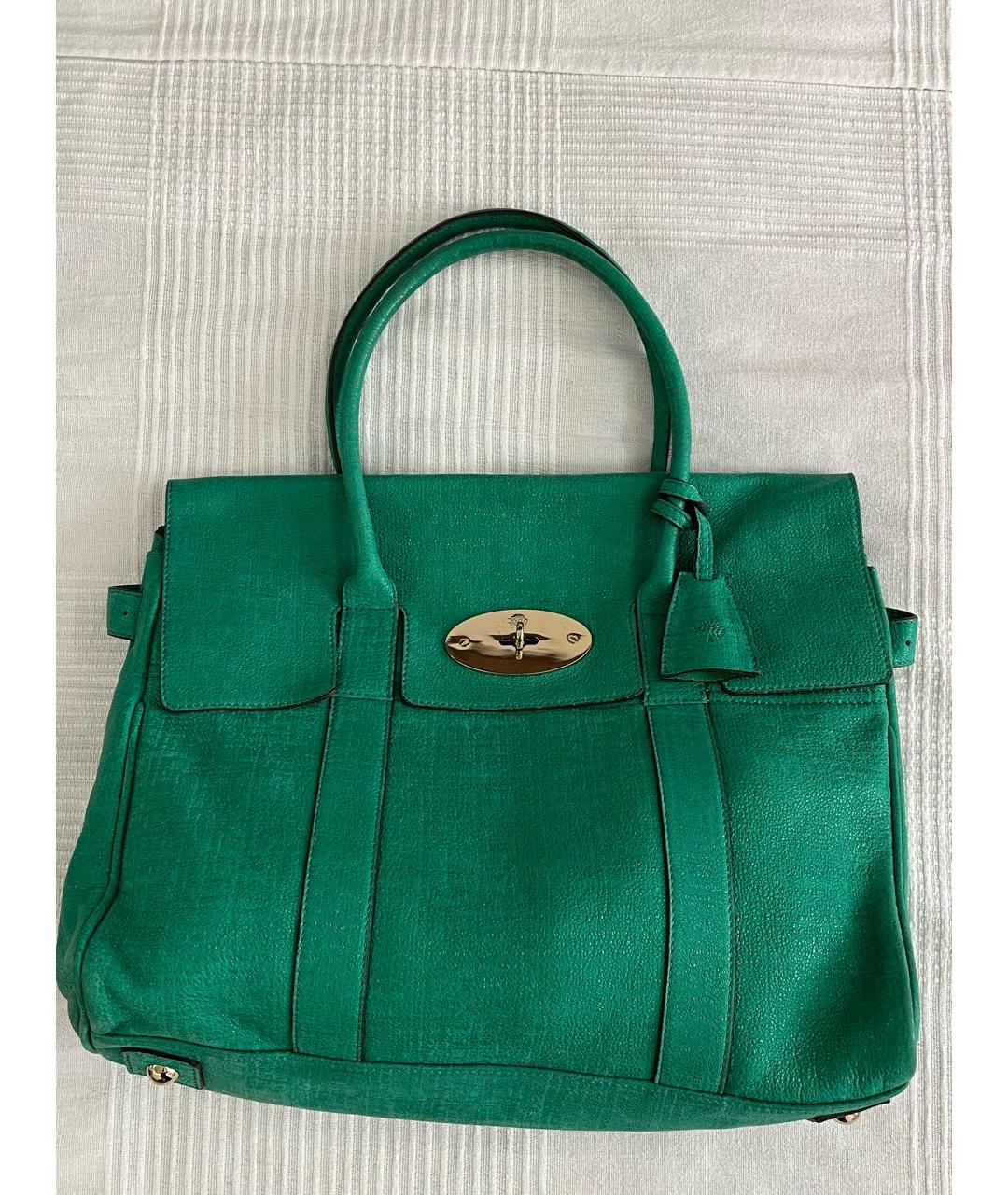 MULBERRY Зеленая кожаная сумка с короткими ручками, фото 5