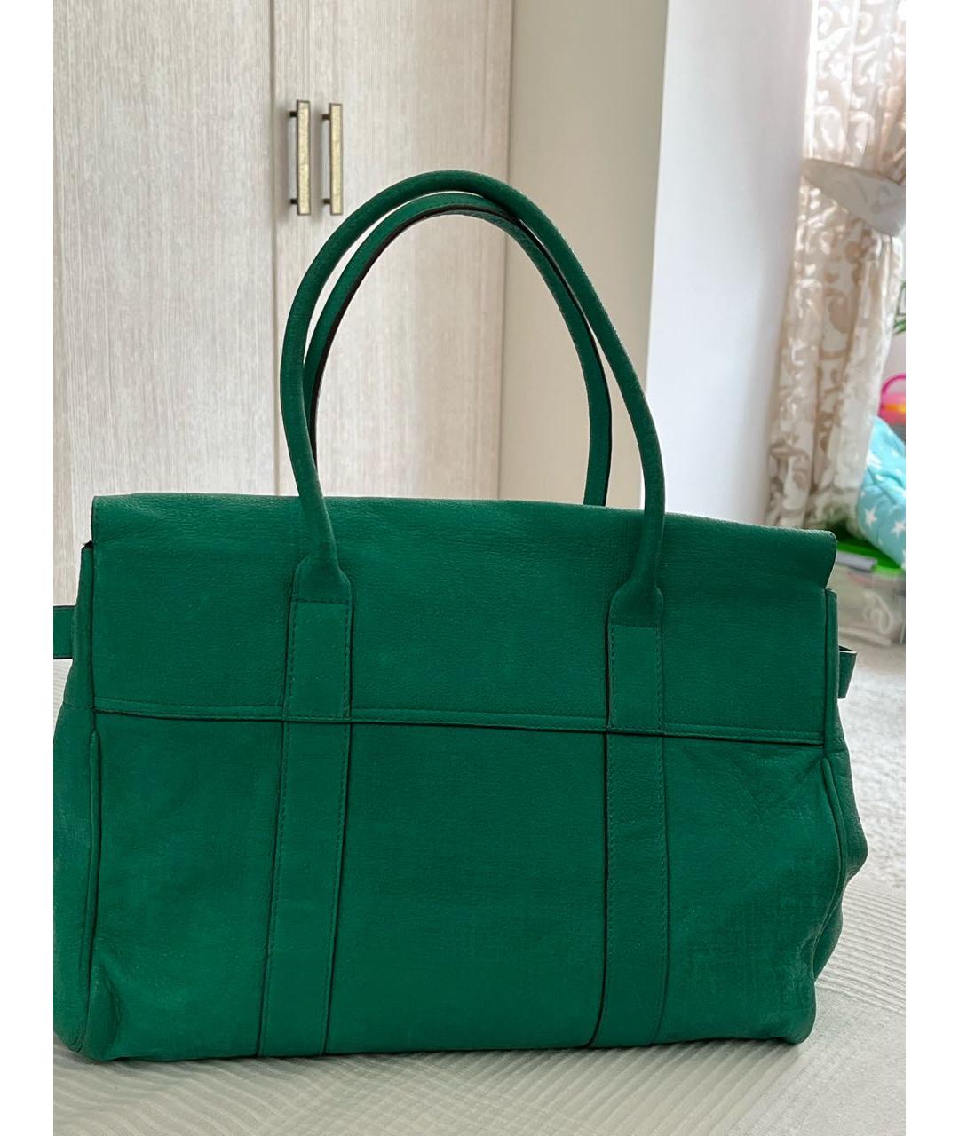 MULBERRY Зеленая кожаная сумка с короткими ручками, фото 3