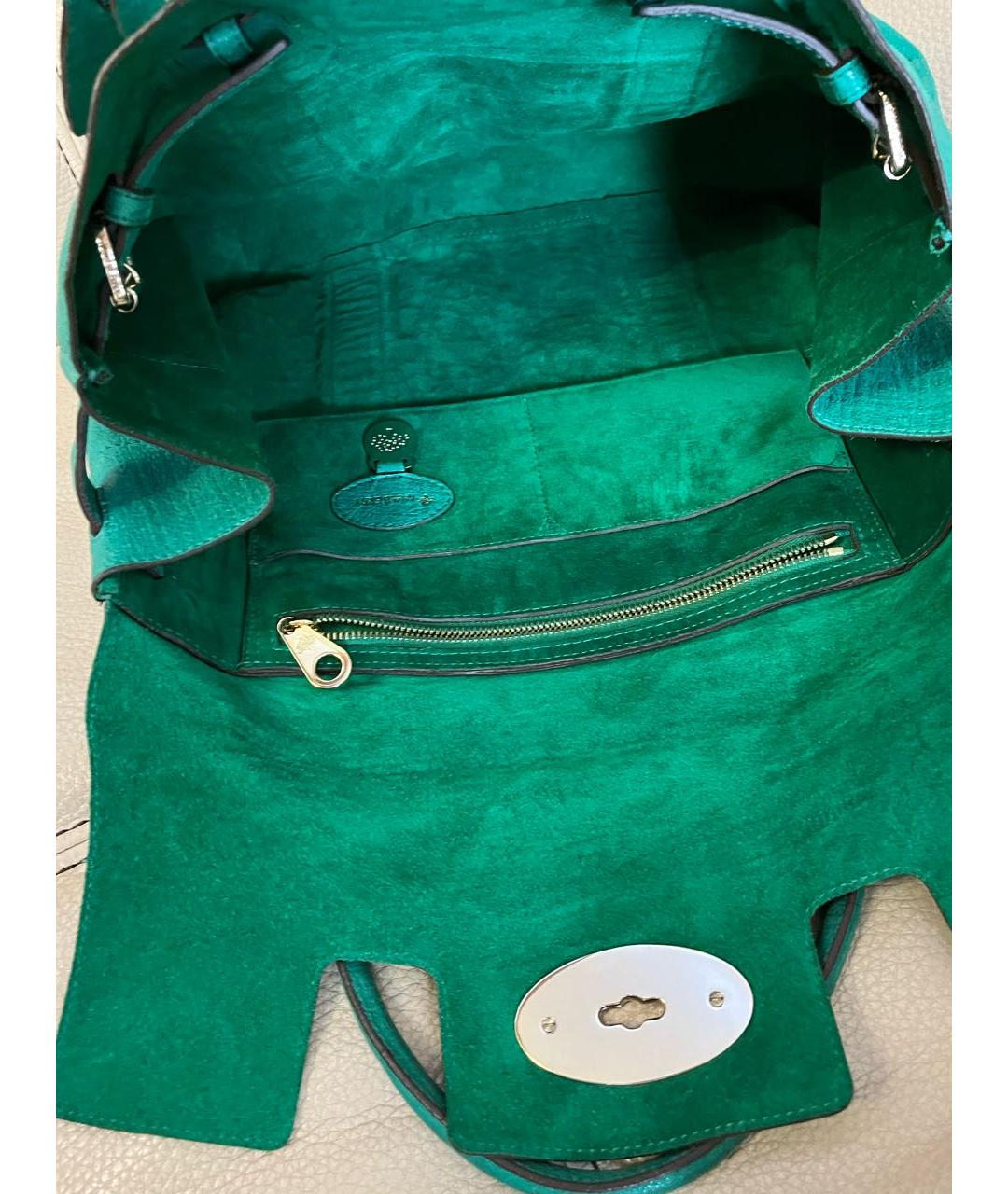 MULBERRY Зеленая кожаная сумка с короткими ручками, фото 7