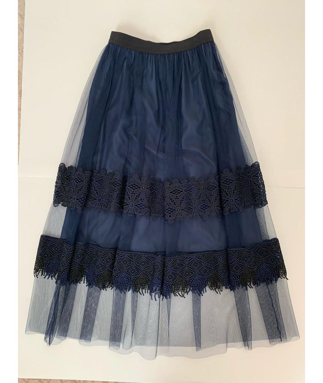 PINKO Темно-синяя полиамидовая юбка миди, фото 2