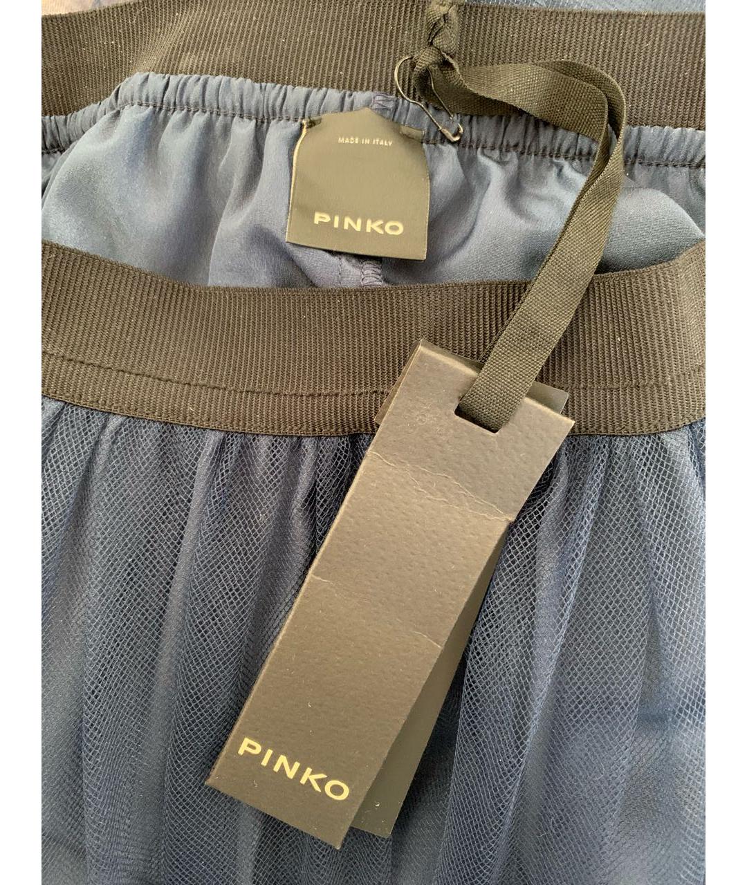 PINKO Темно-синяя полиамидовая юбка миди, фото 3