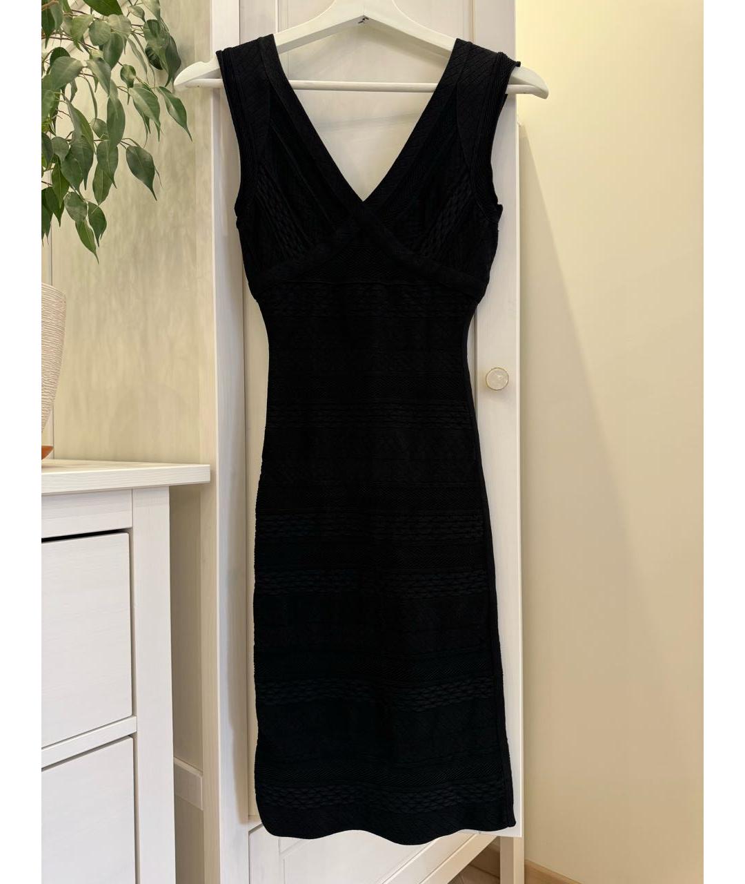 HERVE LEGER Черное вискозное коктейльное платье, фото 8