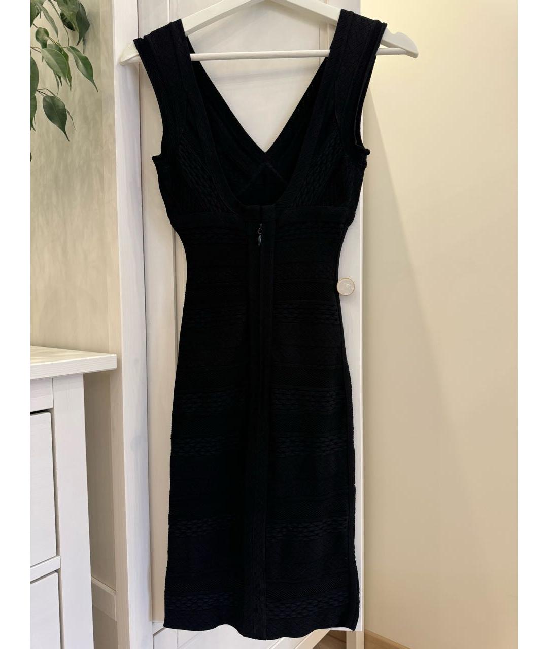 HERVE LEGER Черное вискозное коктейльное платье, фото 2