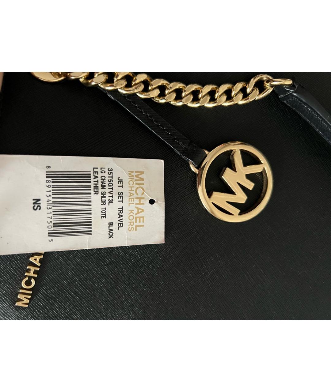 MICHAEL KORS Черная кожаная сумка тоут, фото 5