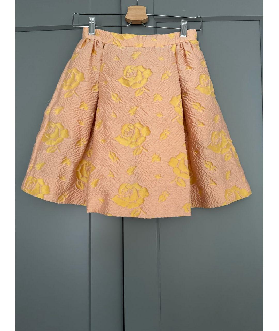 MIU MIU Золотая вискозная юбка мини, фото 5