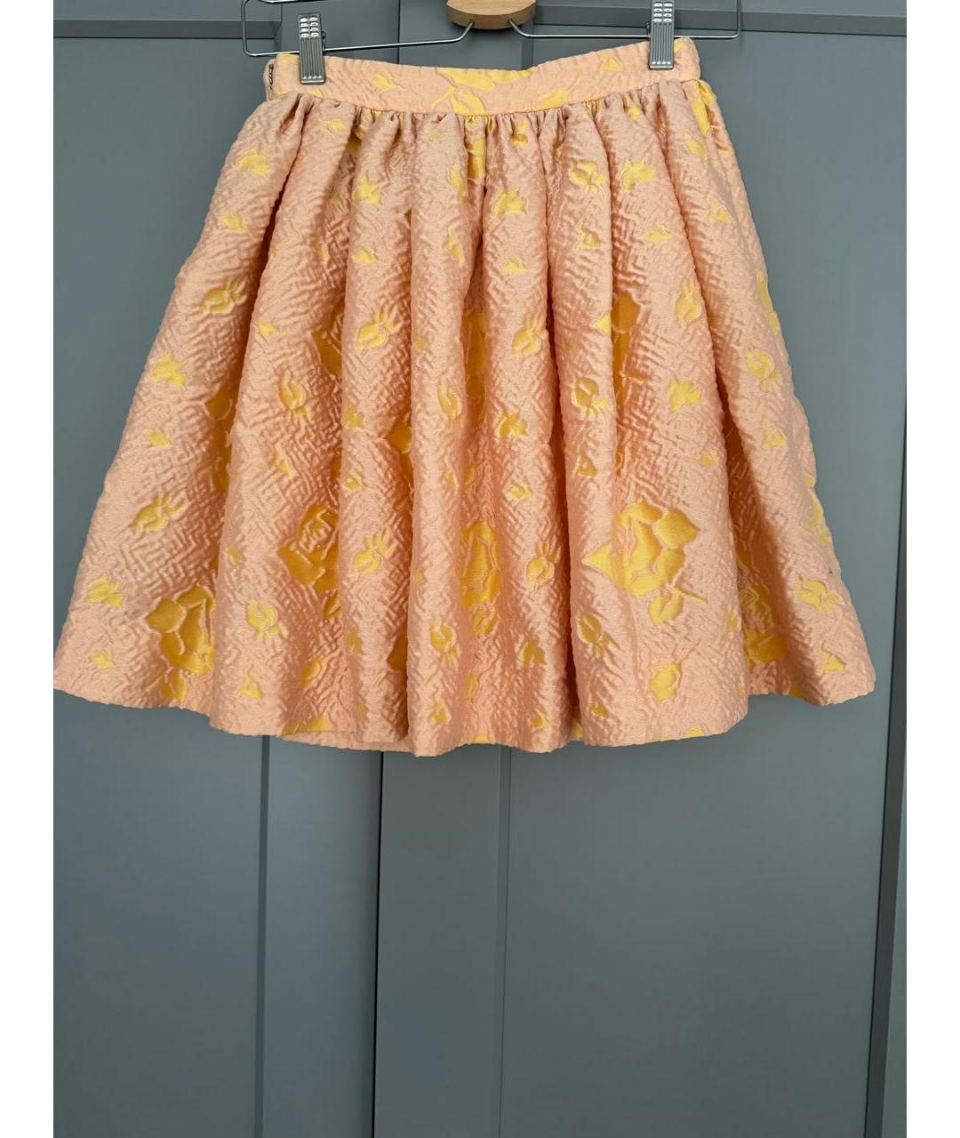 MIU MIU Золотая вискозная юбка мини, фото 2