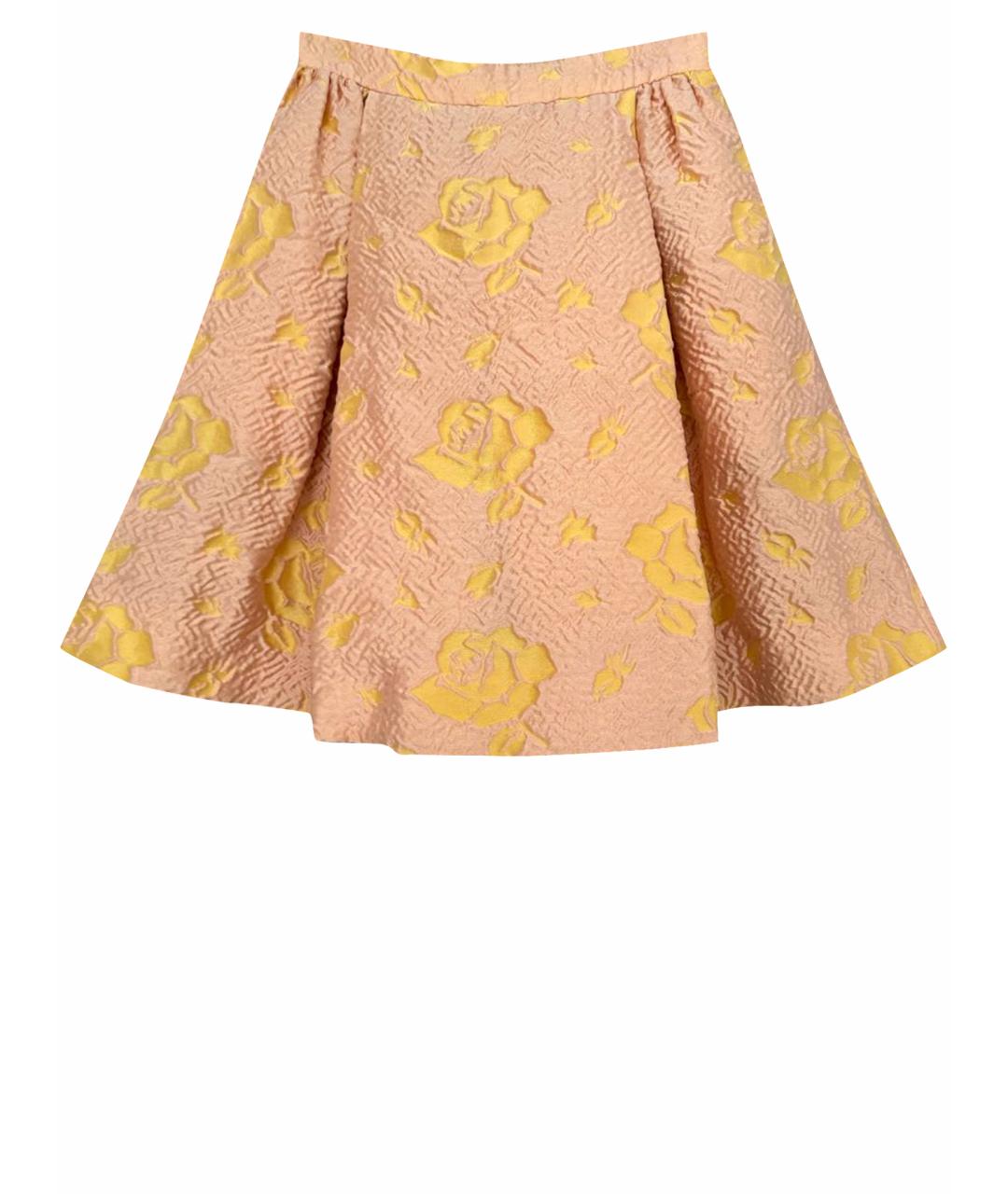MIU MIU Золотая вискозная юбка мини, фото 1