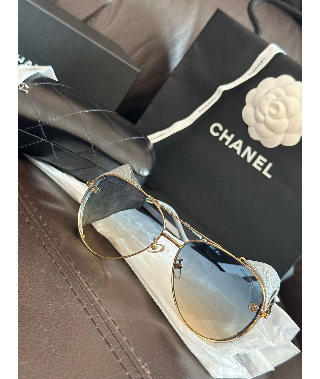 CHANEL PRE-OWNED Голубые солнцезащитные очки, фото 3