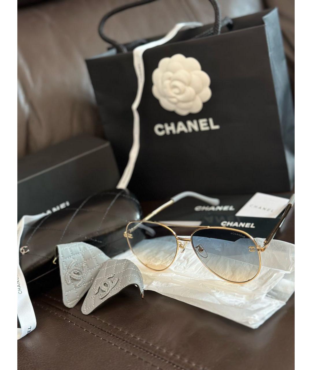 CHANEL PRE-OWNED Голубые солнцезащитные очки, фото 4