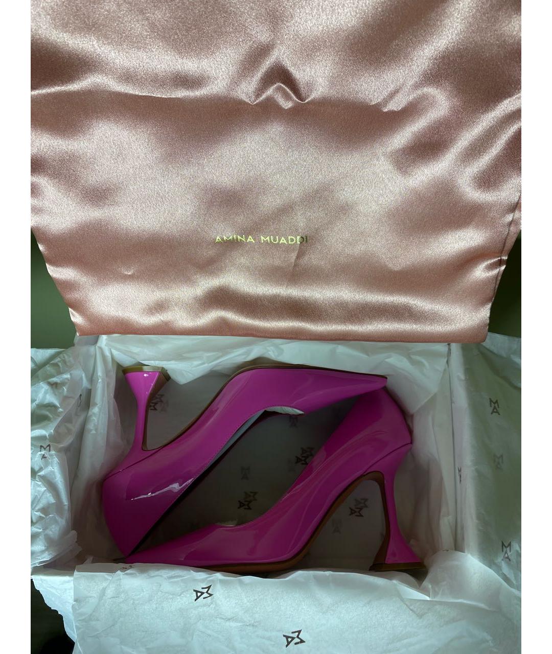 Amina Muaddi Розовые кожаные туфли, фото 5