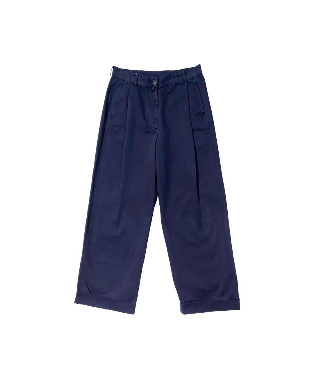DRIES VAN NOTEN Темно-синие хлопковые брюки широкие, фото 1