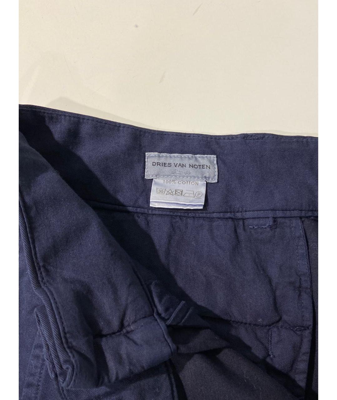 DRIES VAN NOTEN Темно-синие хлопковые брюки широкие, фото 3