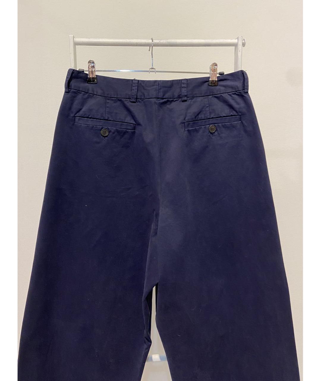 DRIES VAN NOTEN Темно-синие хлопковые брюки широкие, фото 6