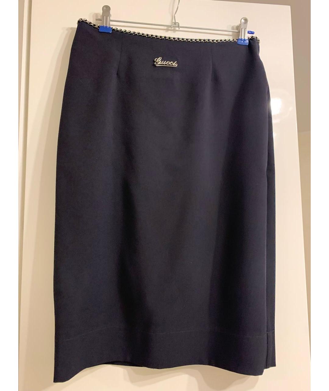 GUCCI Темно-синяя юбка мини, фото 5