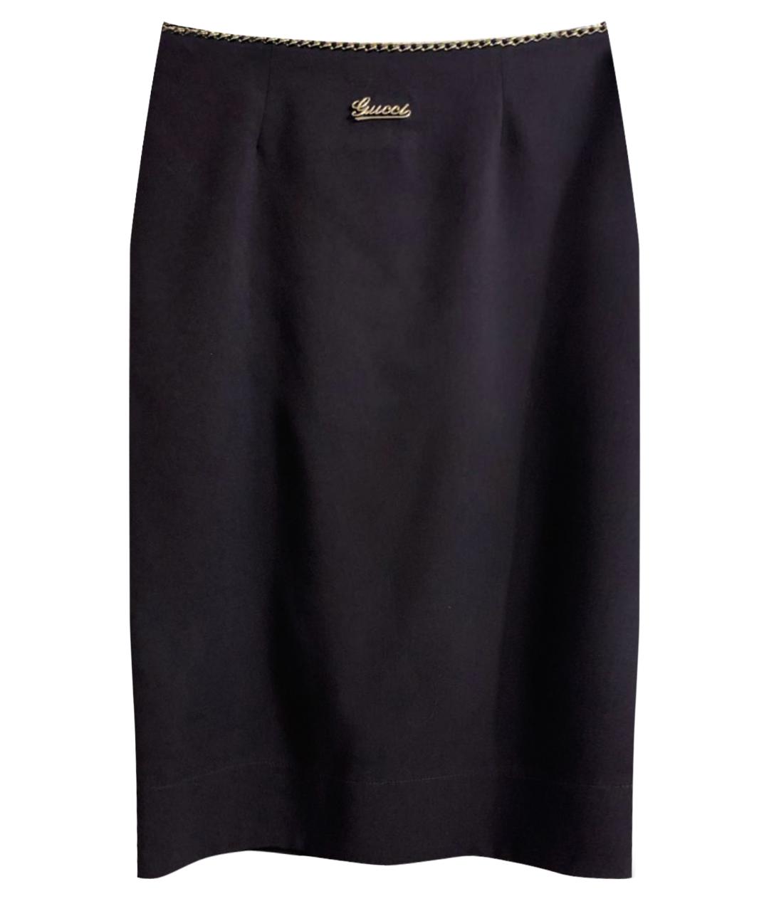 GUCCI Темно-синяя юбка мини, фото 1