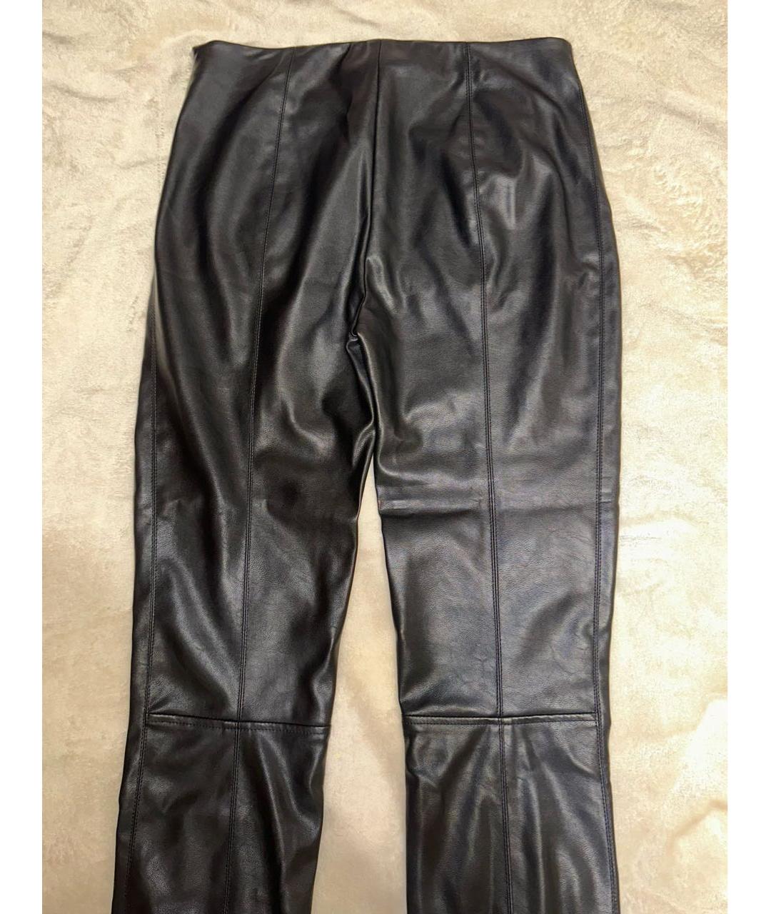 PINKO Черные кожаные прямые брюки, фото 2