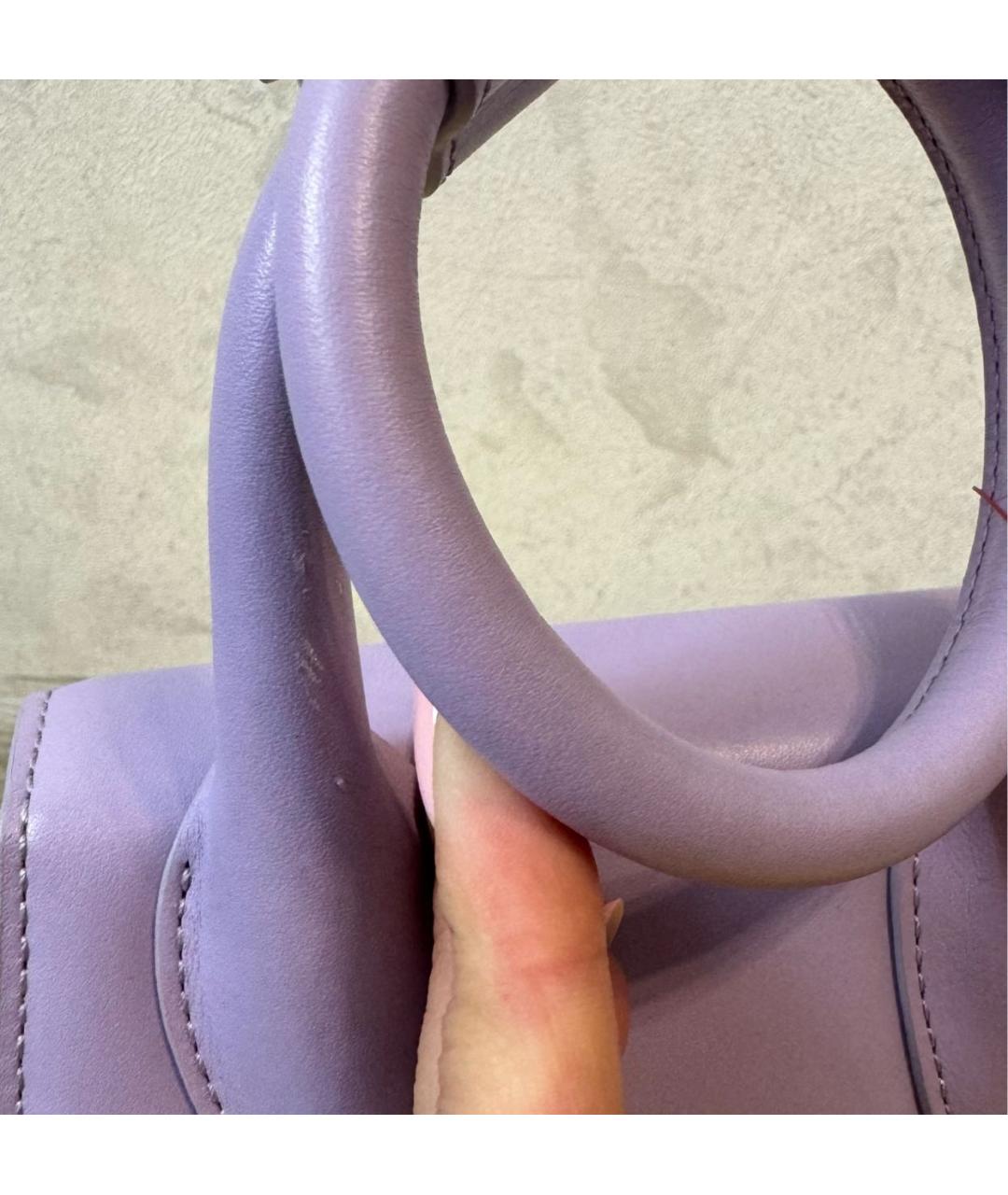 JACQUEMUS Фиолетовая кожаная сумка с короткими ручками, фото 8
