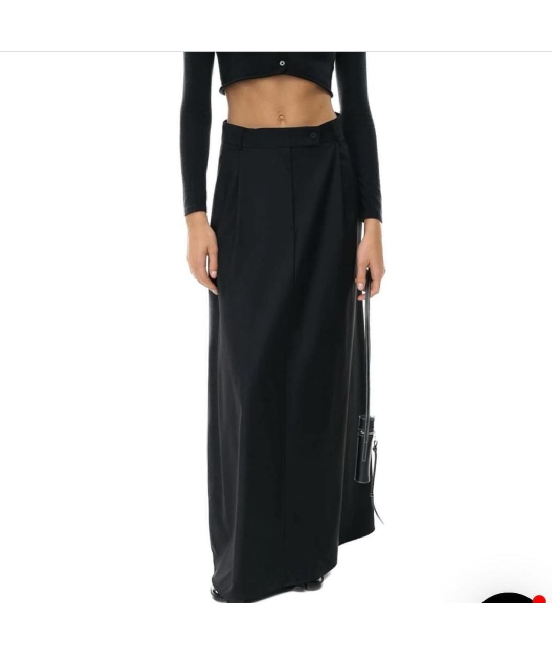 PERVERT Черная шерстяная юбка макси, фото 2