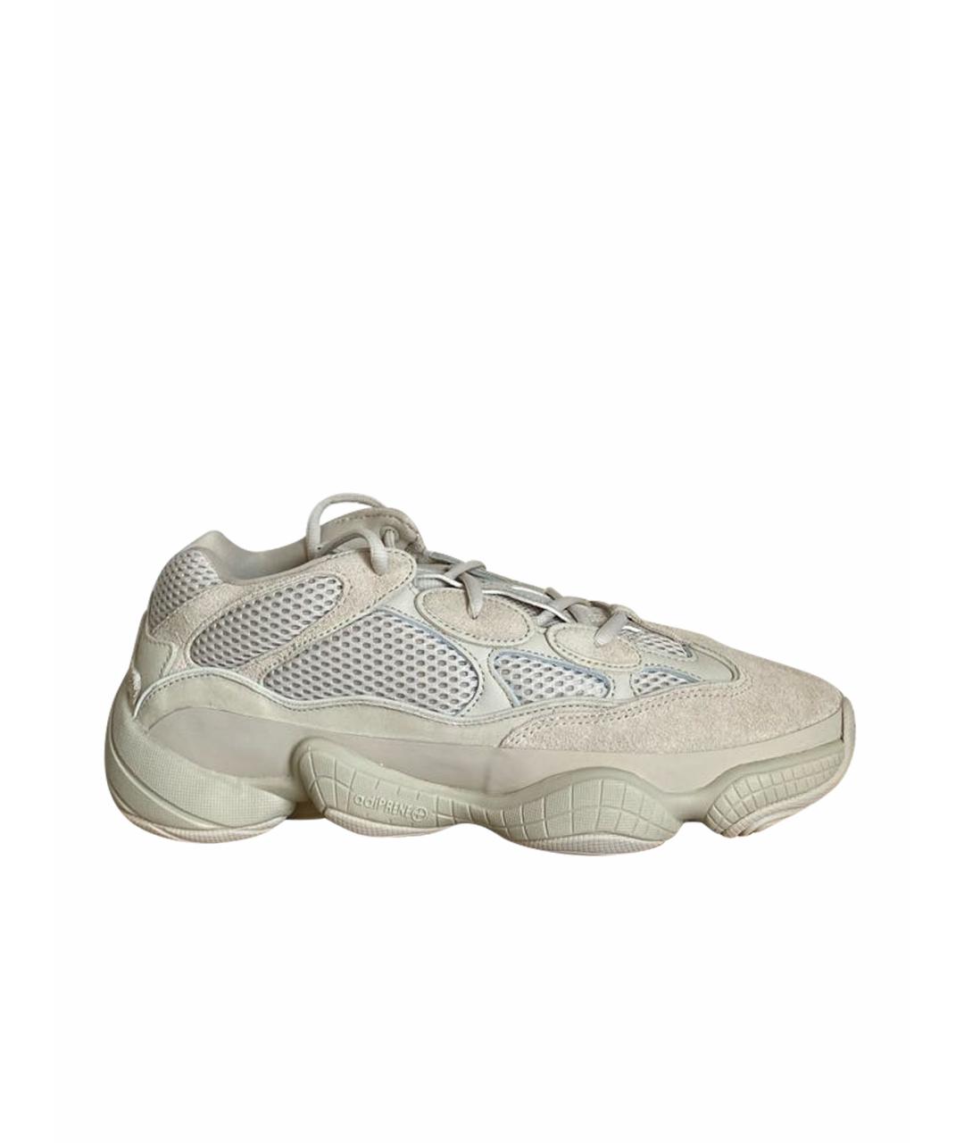 ADIDAS YEEZY Белые замшевые низкие кроссовки / кеды, фото 1