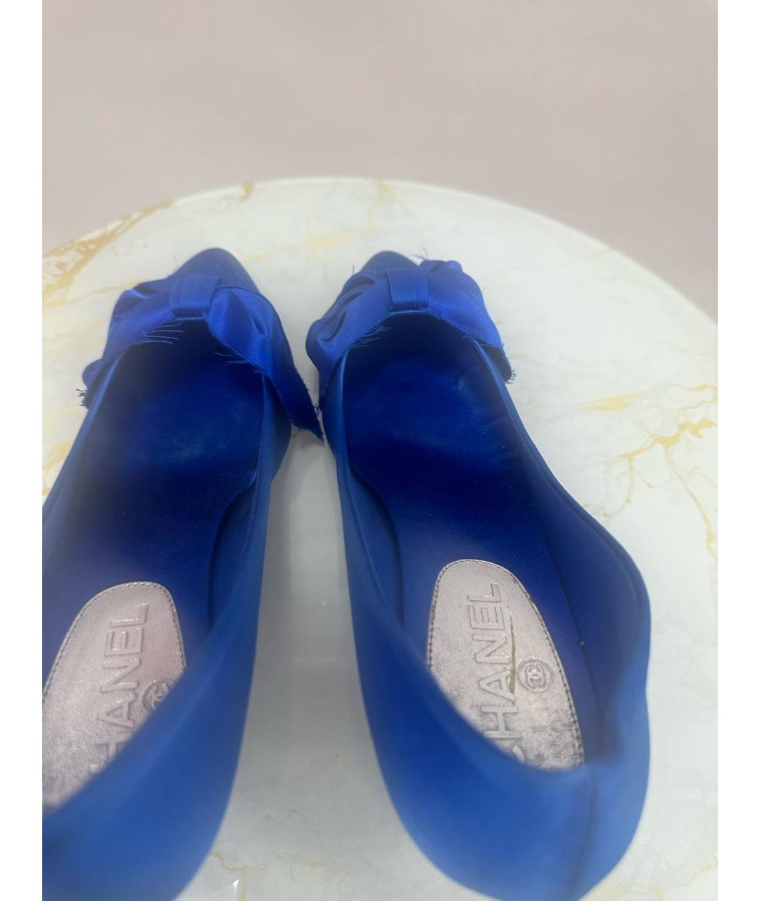 CHANEL PRE-OWNED Синие текстильные туфли, фото 3