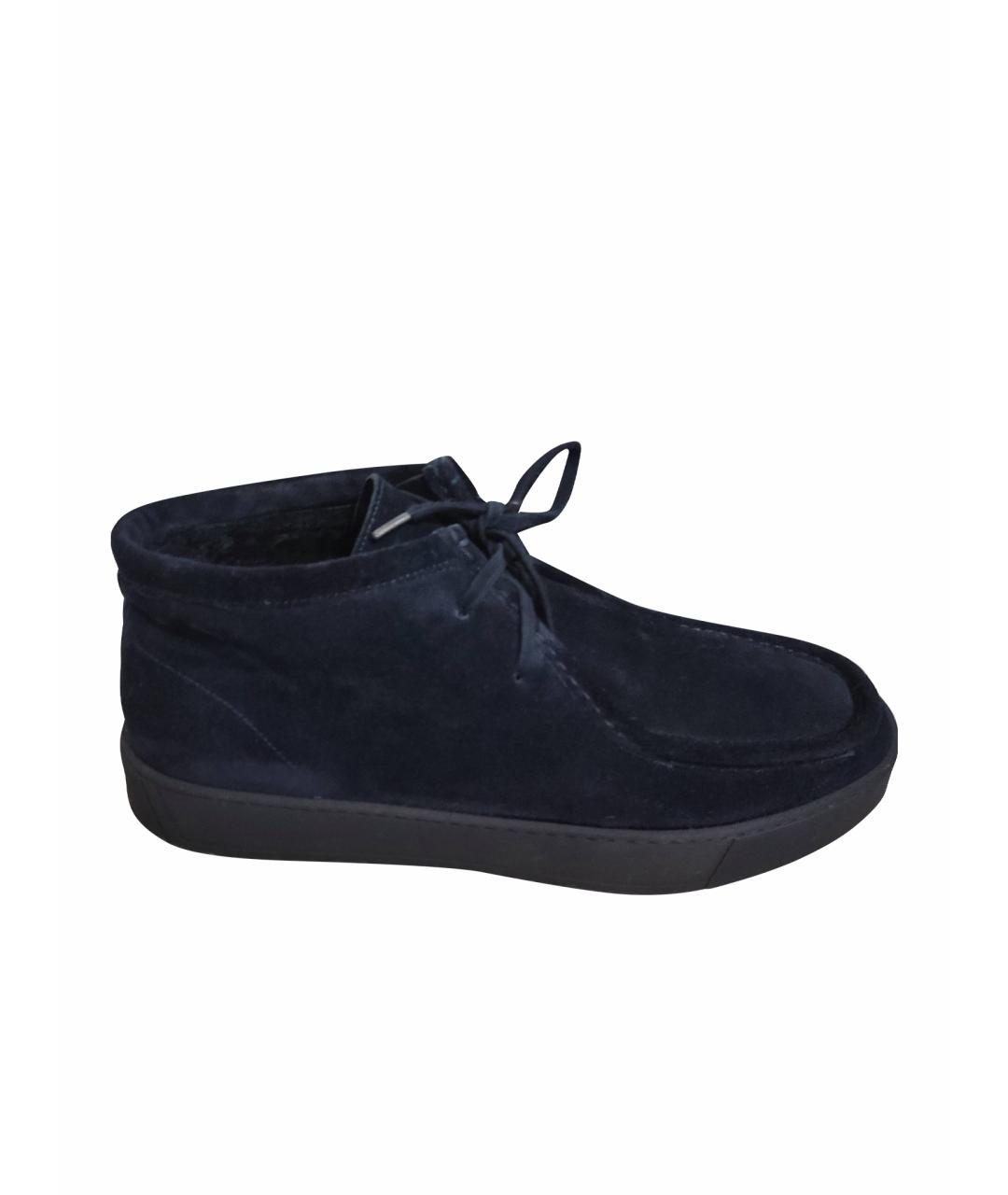 SANTONI Темно-синие замшевые высокие ботинки, фото 1