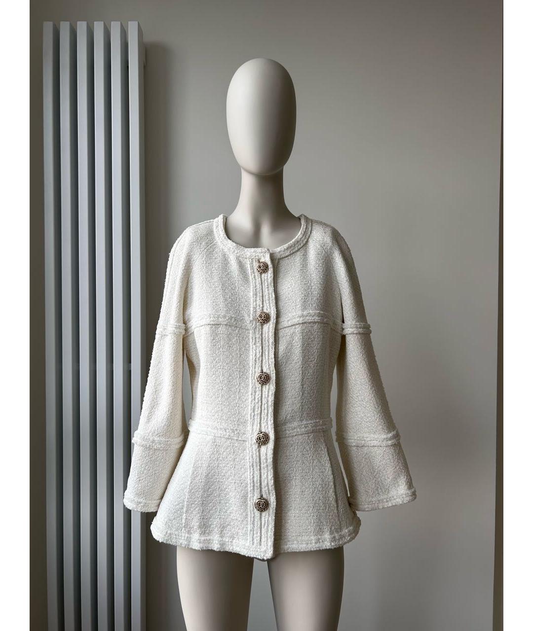 CHANEL PRE-OWNED Белый хлопковый жакет/пиджак, фото 9